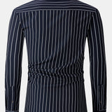 Long Sleeve Stripe Pocket Button Up Shirt