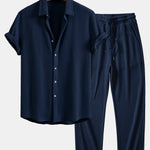Waffle Shirt & Drawstring Knitted Waffle Pants Set