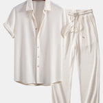 Waffle Shirt & Drawstring Knitted Waffle Pants Set