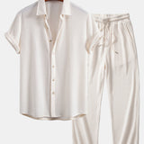 Waffle Shirt & Drawstring Knitted Waffle Pants Set