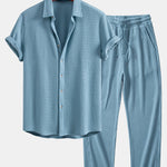 Waffle Shirt & Drawstring Knitted Waffle Pants Set