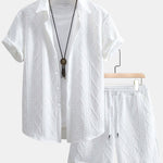 Twist Geometry Jacquard Shirt & Drawstring Shorts Set