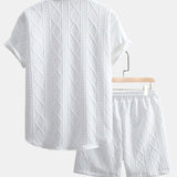 Twist Geometry Jacquard Shirt & Drawstring Shorts Set
