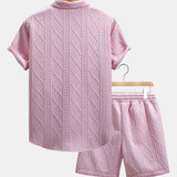 Twist Geometry Jacquard Shirt & Drawstring Shorts Set