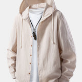 Linen Textured Hooded Shirt