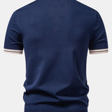 Contrast Trim Zipper Knit Polo & Slim Fit Tapered Trousers Set