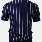 Stripe Button Up Knit Shirt & Straight Leg Ribbed Pants Set