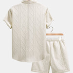 Twist Geometry Jacquard Shirt & Drawstring Shorts Set