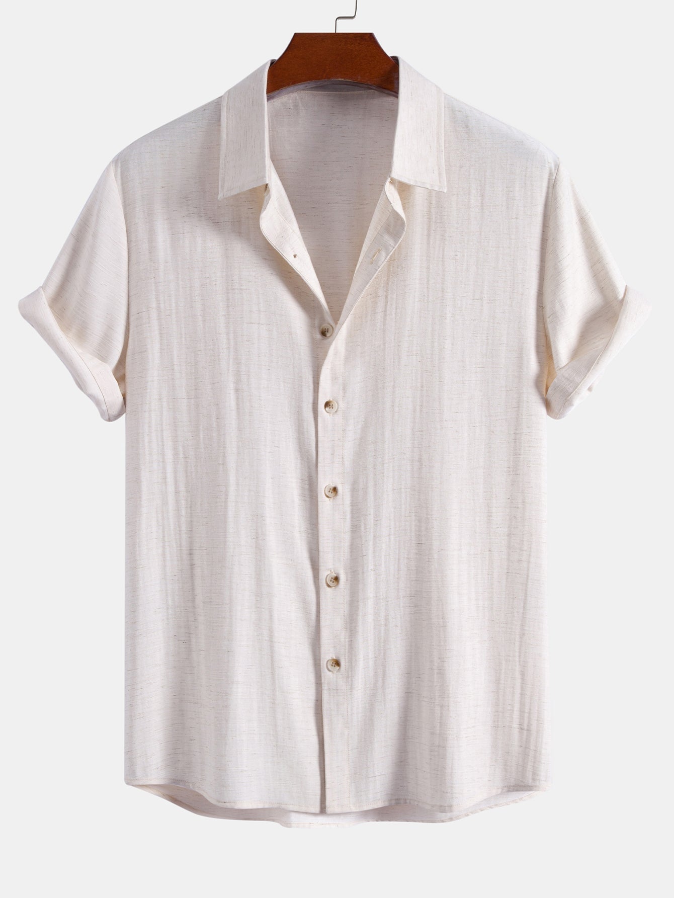 Linen Rayon Blend Button Up Shirt