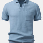 Waffle Johnny Collar Polo with Pocket & Slim Fit Tapered Trousers Set