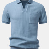 Waffle Johnny Collar Polo with Pocket & Slim Fit Tapered Trousers Set