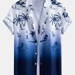 Gradient Island Palm Tree Print Shirt
