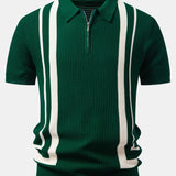 Contrast Zipper Polo & Slim Fit Tapered Trousers Set