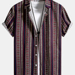 Tribal Geometric Stripe Print Cotton Shirt