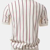 Stripe Button Up Knit Shirt & Slim Fit Tapered Trousers Set