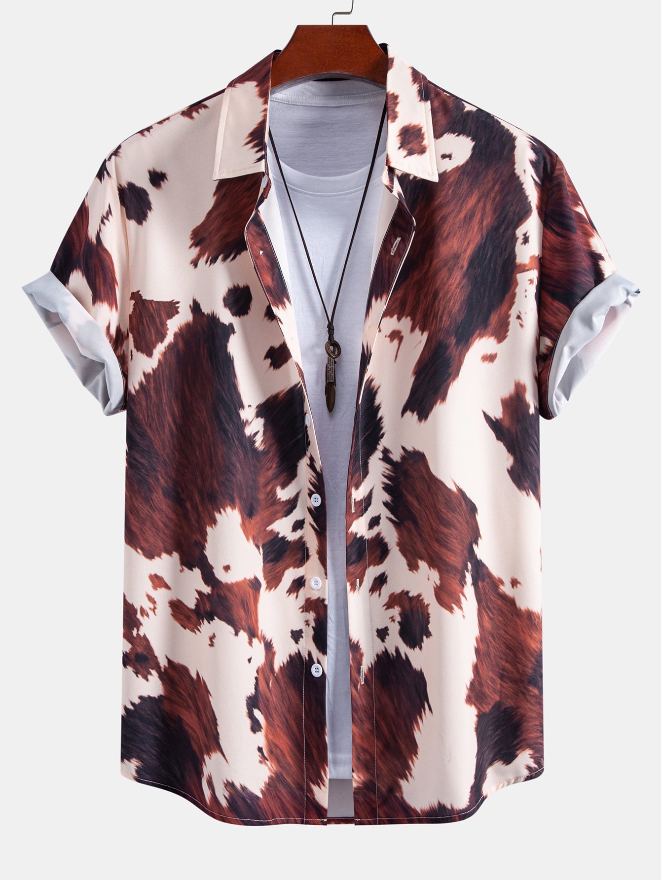 Cow Print Shirt & Swim Shorts Set