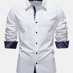 Contrast Paisley Print Linen Shirt