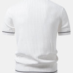 Contrast Trim Waffle Zipper Knit Polo & Slim Fit Tapered Trousers Set