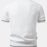 Contrast Trim Waffle Zipper Knit Polo & Slim Fit Tapered Trousers Set