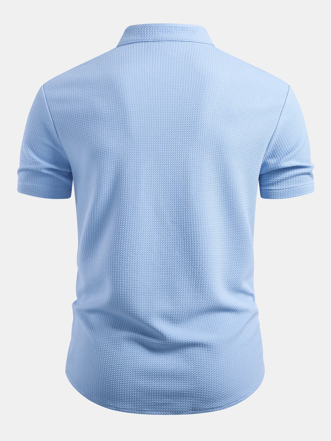 Muscle Fit Textured Stand Collar Shirt