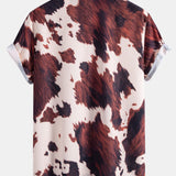 Cow Print Shirt & Swim Shorts Set