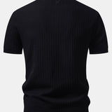 Contrast Textured Knit Polo & Slim Fit Tapered Trousers Set