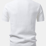 Stripe Johnny Collar Knit Polo & Straight Leg Ribbed Pants Set