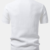 Stripe Johnny Collar Knit Polo & Slim Fit Tapered Trousers Set