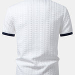 Contrast Jacquard Polo & Slim Fit Tapered Trousers Set