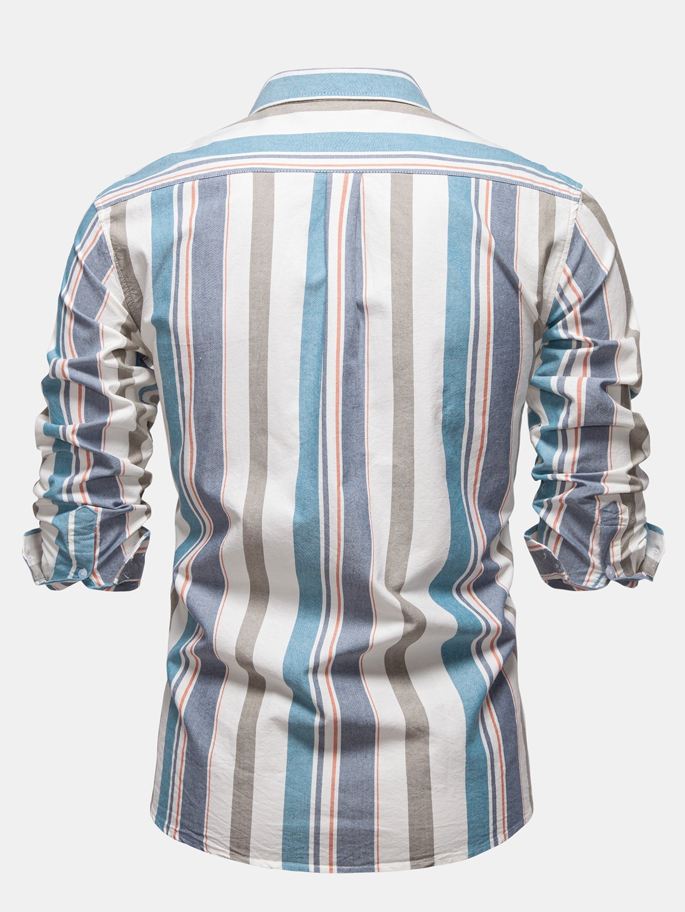 Cowboy Embroidery Cotton Stripe Button Up Shirt