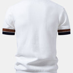 Contrast Stripe Trim Waffle Knit Polo & Slim Fit Tapered Trousers Set