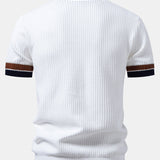 Contrast Stripe Trim Waffle Knit Polo & Slim Fit Tapered Trousers Set