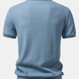 Waffle Johnny Collar Polo with Pocket & Slim Fit Tapered Trousers Set