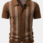 Geometric Knit Shirt & Slim Fit Tapered Trousers Set
