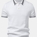 Contrast Trim Twisted Jacquard Knit Polo & Tapered Trousers Set