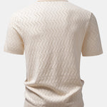 Zig Zag Open Knit Shirt & Straight Leg Linen Pants Set