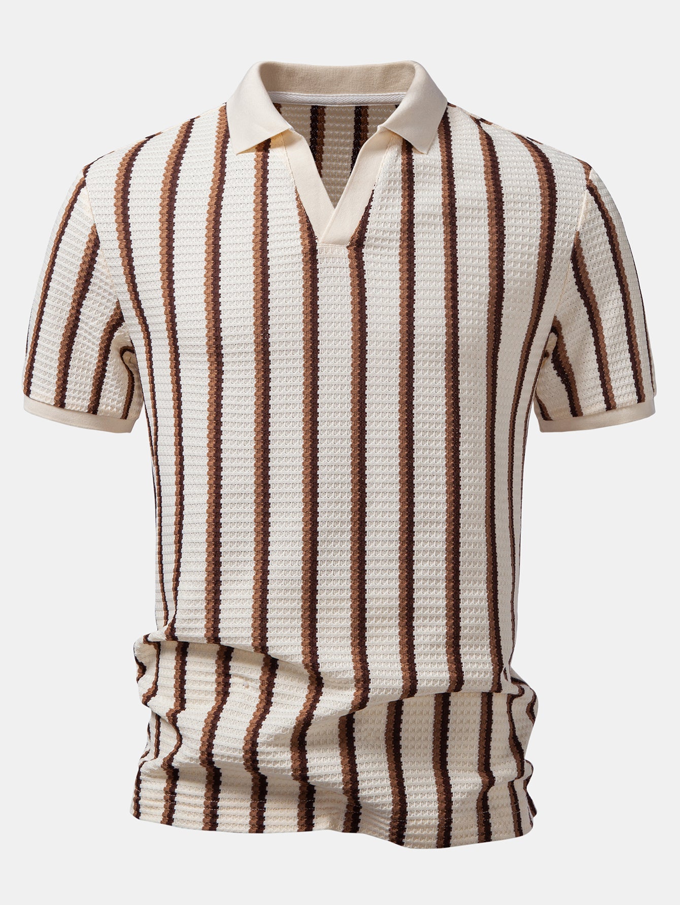 Waffle Stripe Johnny Collar Polo & Slim Fit Tapered Trousers Set