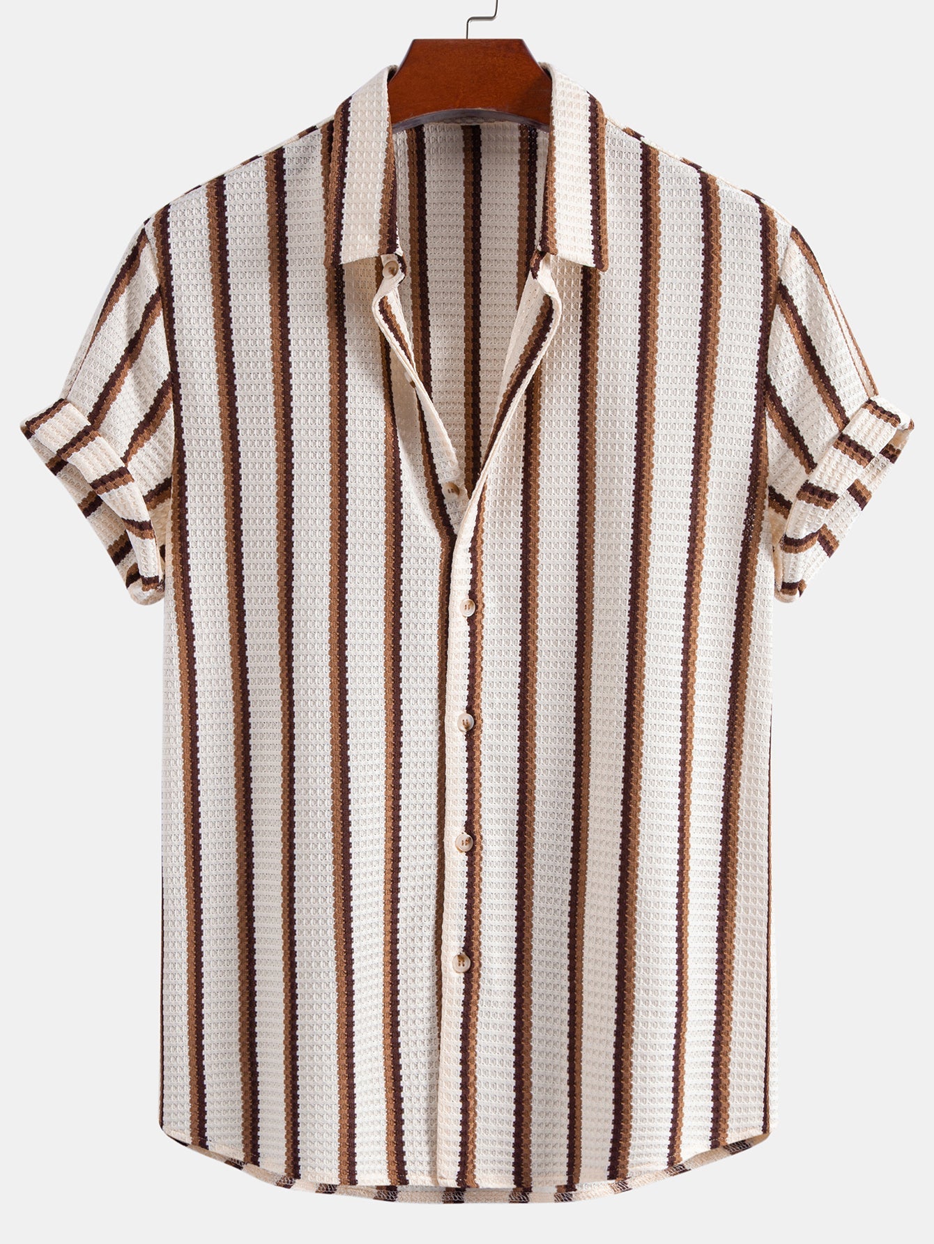 Stripe Waffle Button Up Shirt