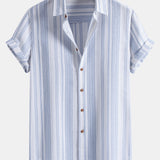 Stripe Linen Shirt & Crinkle Textured Drawstring 5" Shorts Set