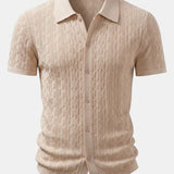 Twisted Jacquard Knit Shirt & Slim Fit Tapered Trousers Set