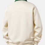 Milano Print Contrast Polo Sweatshirt & Slit Hem Stripe Pants Set