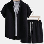 Twist Geometry Jacquard Shirt & Drawstring Shorts Set