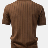 Stripe Button Up Open Knit Shirt