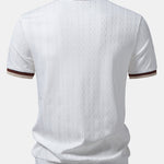 Contrast Trim Textured Zipper Knit Polo & Tapered Trousers Set