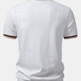 Contrast Trim Textured Zipper Knit Polo & Tapered Trousers Set