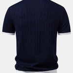 Contrast Geometry Jacquard Knit Polo & Straight Leg Ribbed Pants Set