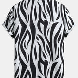 Abstract Print Button Up Shirt