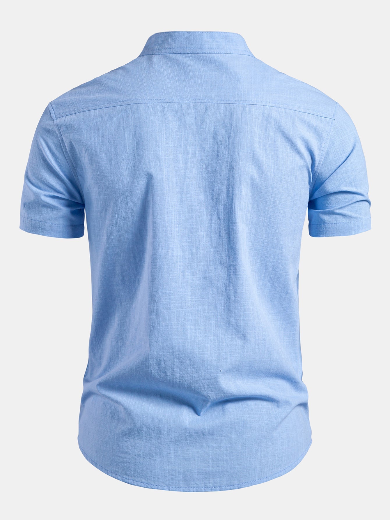 Short Sleeve Linen Stand Collar Shirt