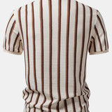Waffle Stripe Johnny Collar Polo & Slim Fit Tapered Trousers Set