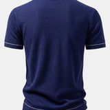 Contrast Trim Ribbed Knit Shirt & Slim Fit Tapered Trousers Set